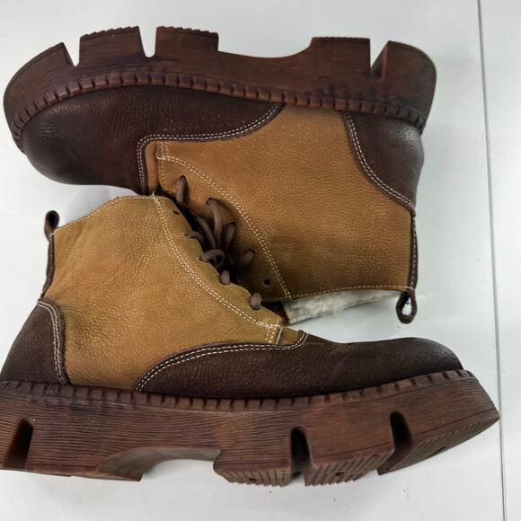 Unbranded Chunky Leather Brown Fleece Winter Bootie Size 39 (8.5) - Picture 5 of 7